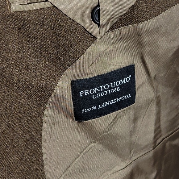 Pronto Uomo Couture Men's Sport Coat Blazer Two Button Brown Lambswool 52R - Picture 15 of 15